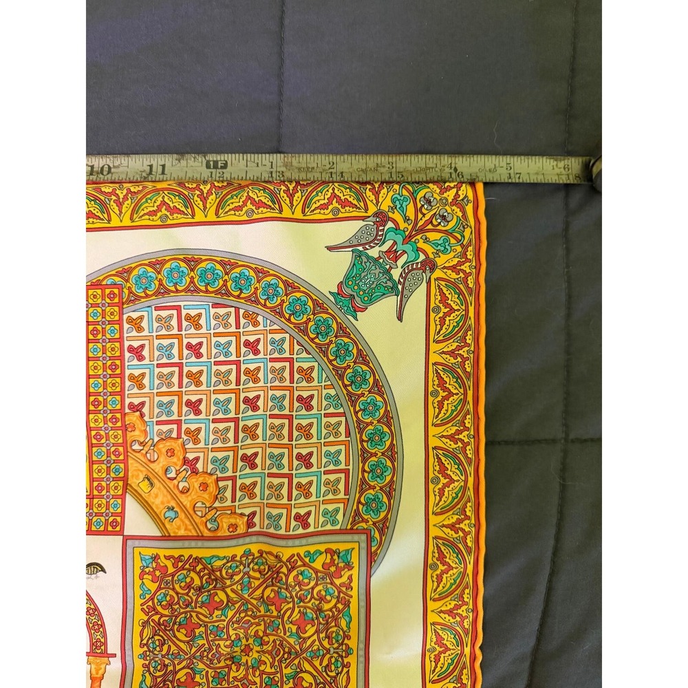 Hermes Ciels Byzantins Silk Scarf Julia Abadie Orange Gold 16.5in Square - Picture 5 of 5